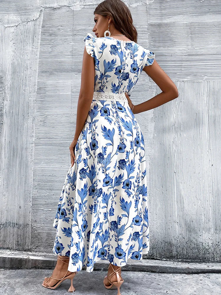 Katherine™️ | Lang kjole med blomsterprint